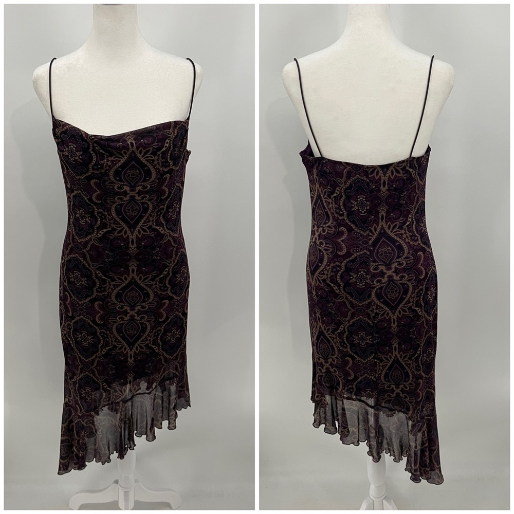 Vintage City Triangles purple Y2K fairycore whimsi midi dress